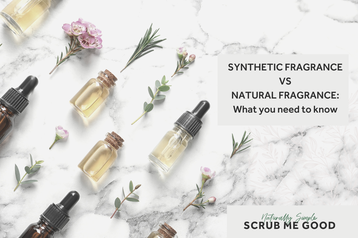 Synthetic fragrance vs natural fragrance on flower backround