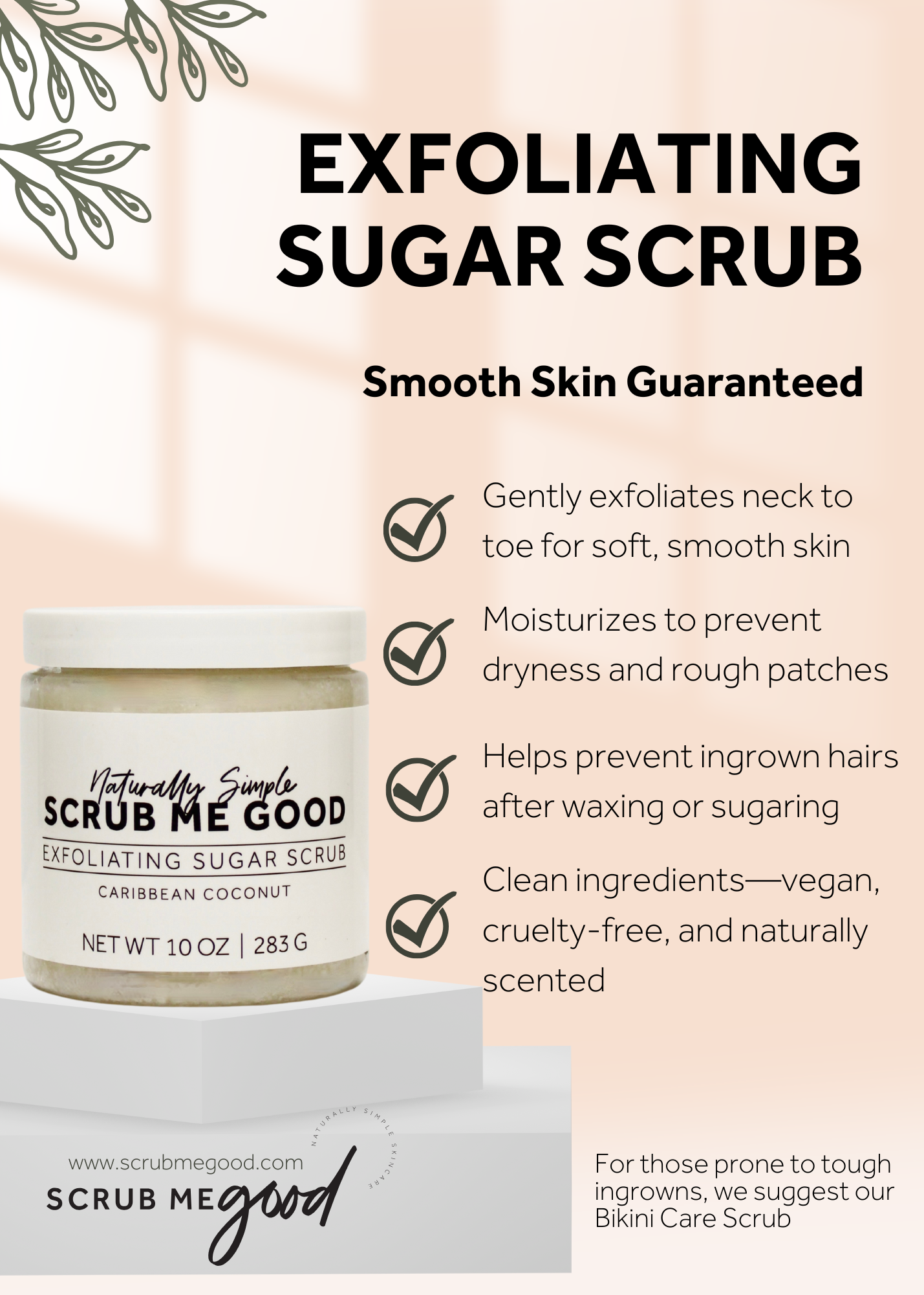 Exfoliating Sugar Scrub Marketing Sign (5x7)