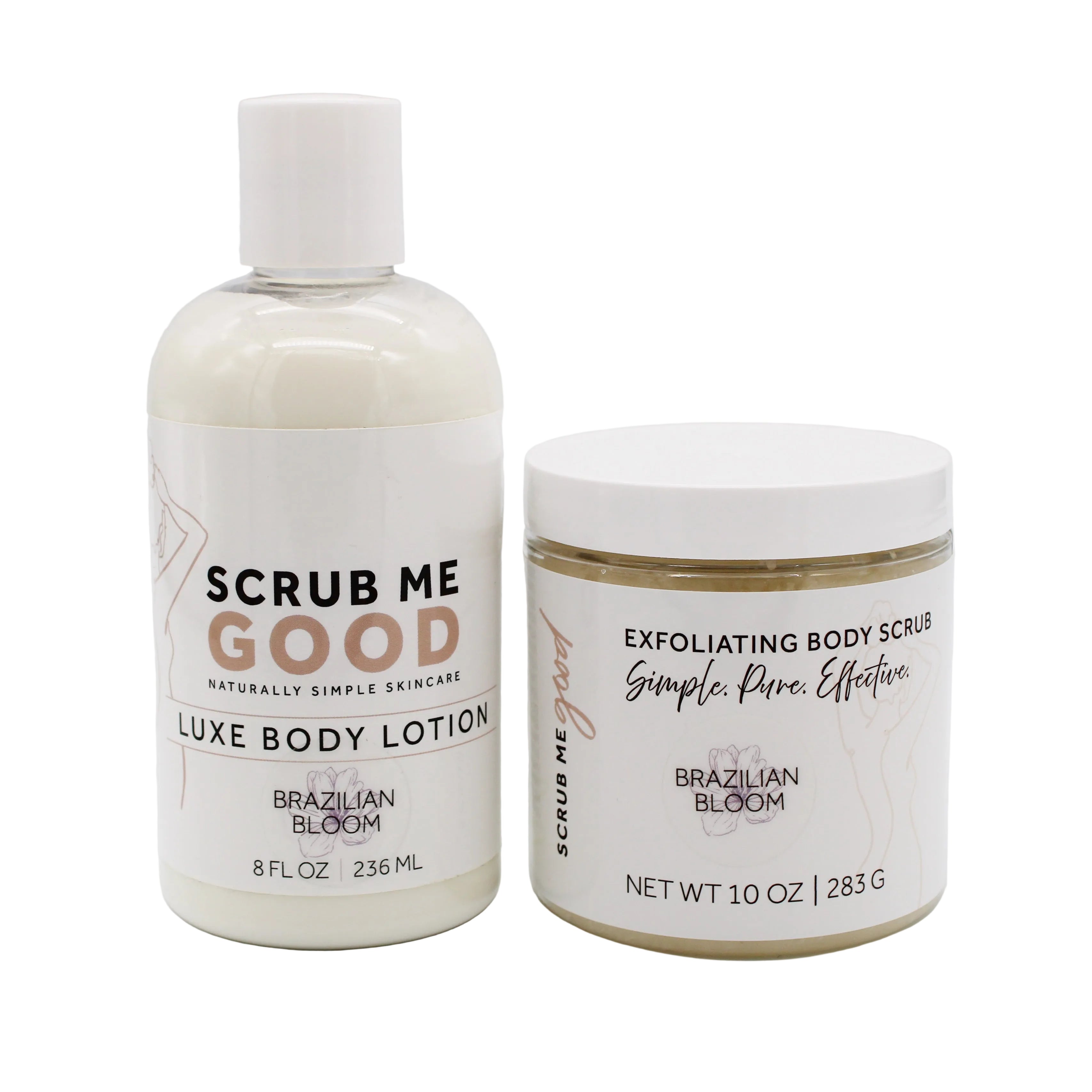 scrub me good lotion and body scrub bundle in brazilian bloom