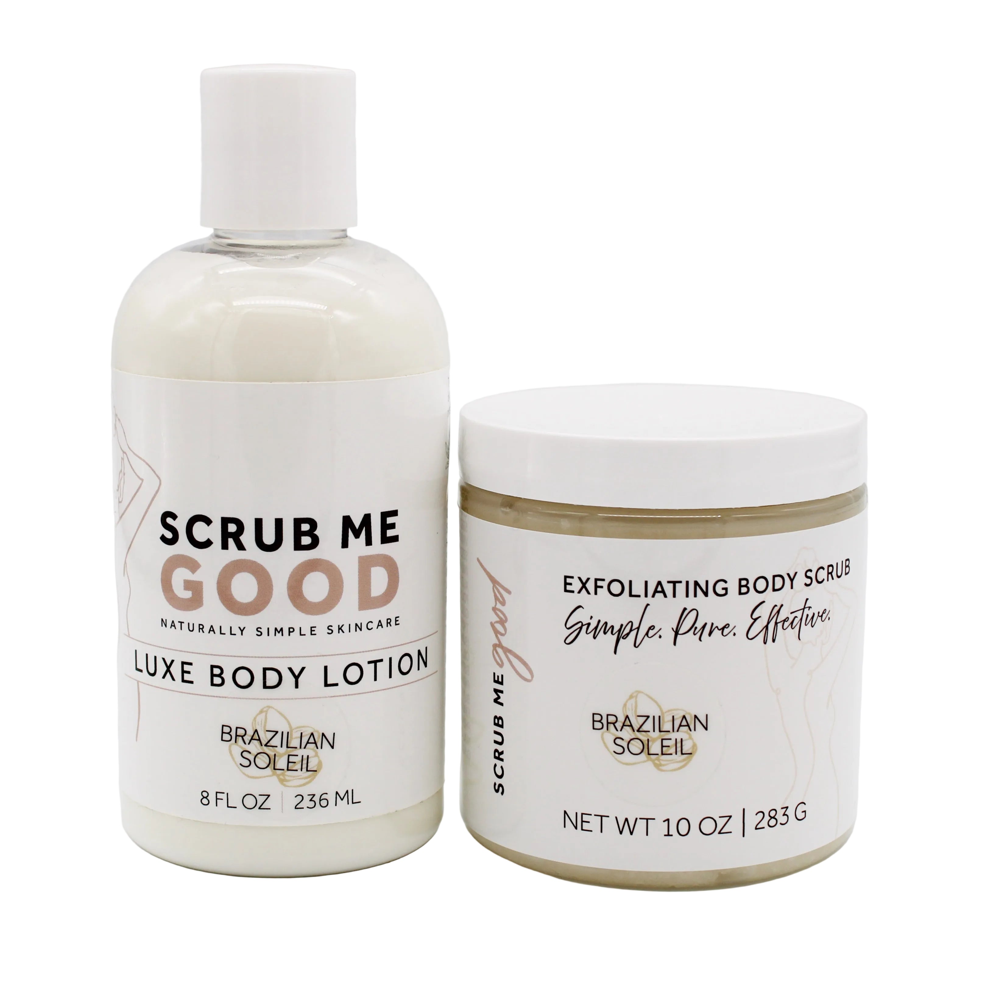 scrub me good lotion and body scrub bundle in brazilian Soleil