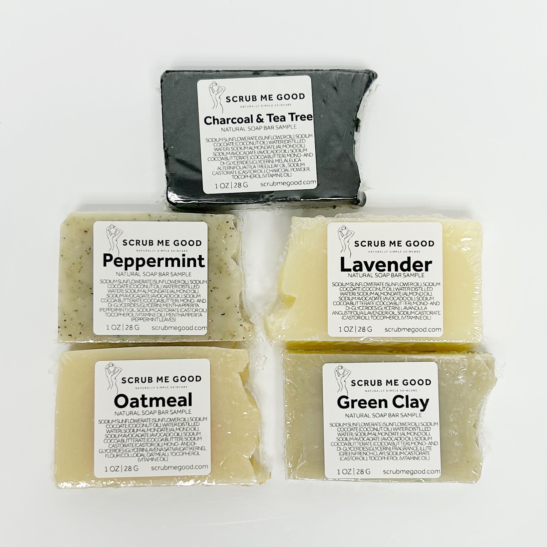 5 Scrub Me Good sample sized soaps