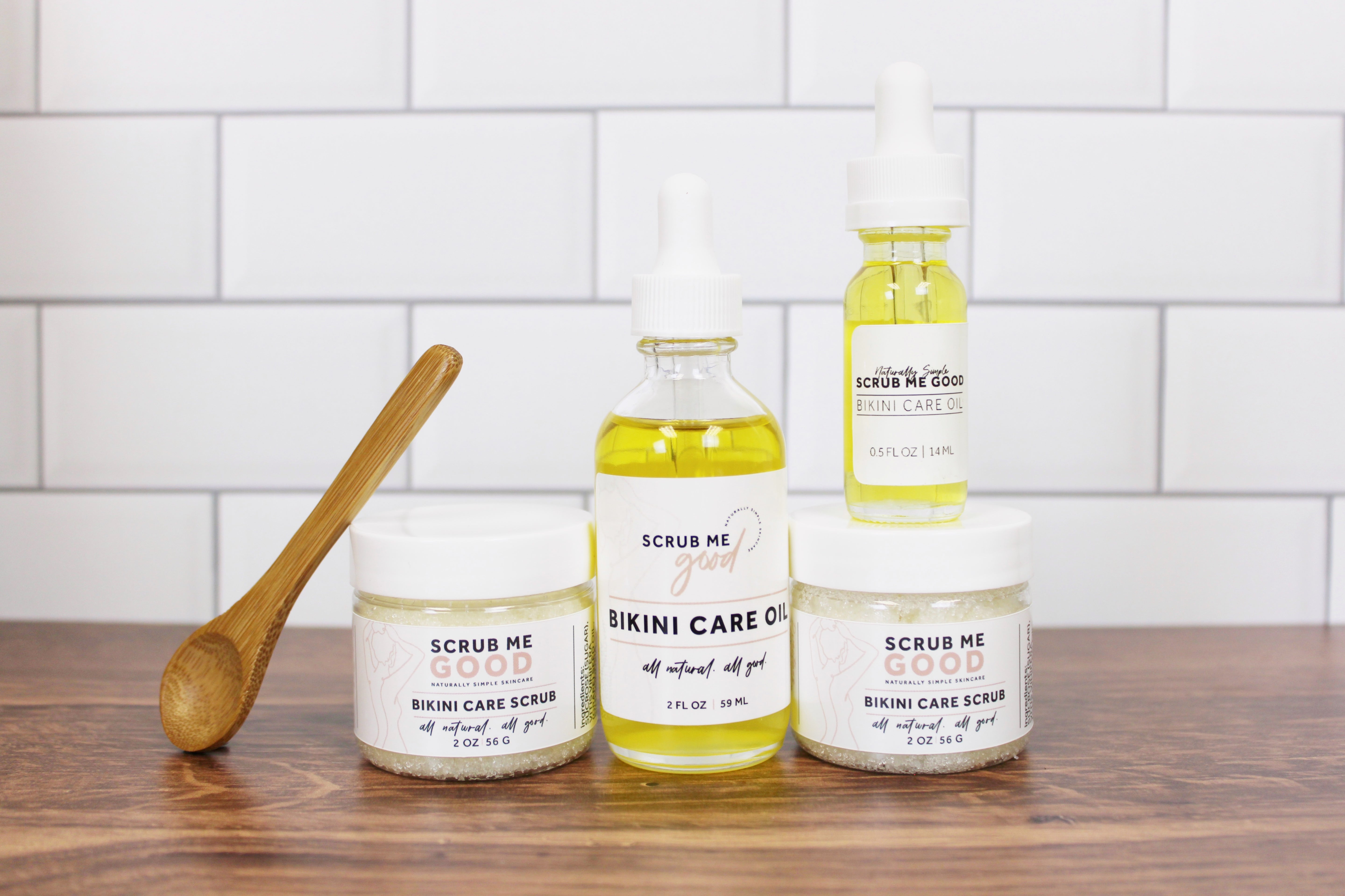 collection of Scrub Me Goods Bikini care line