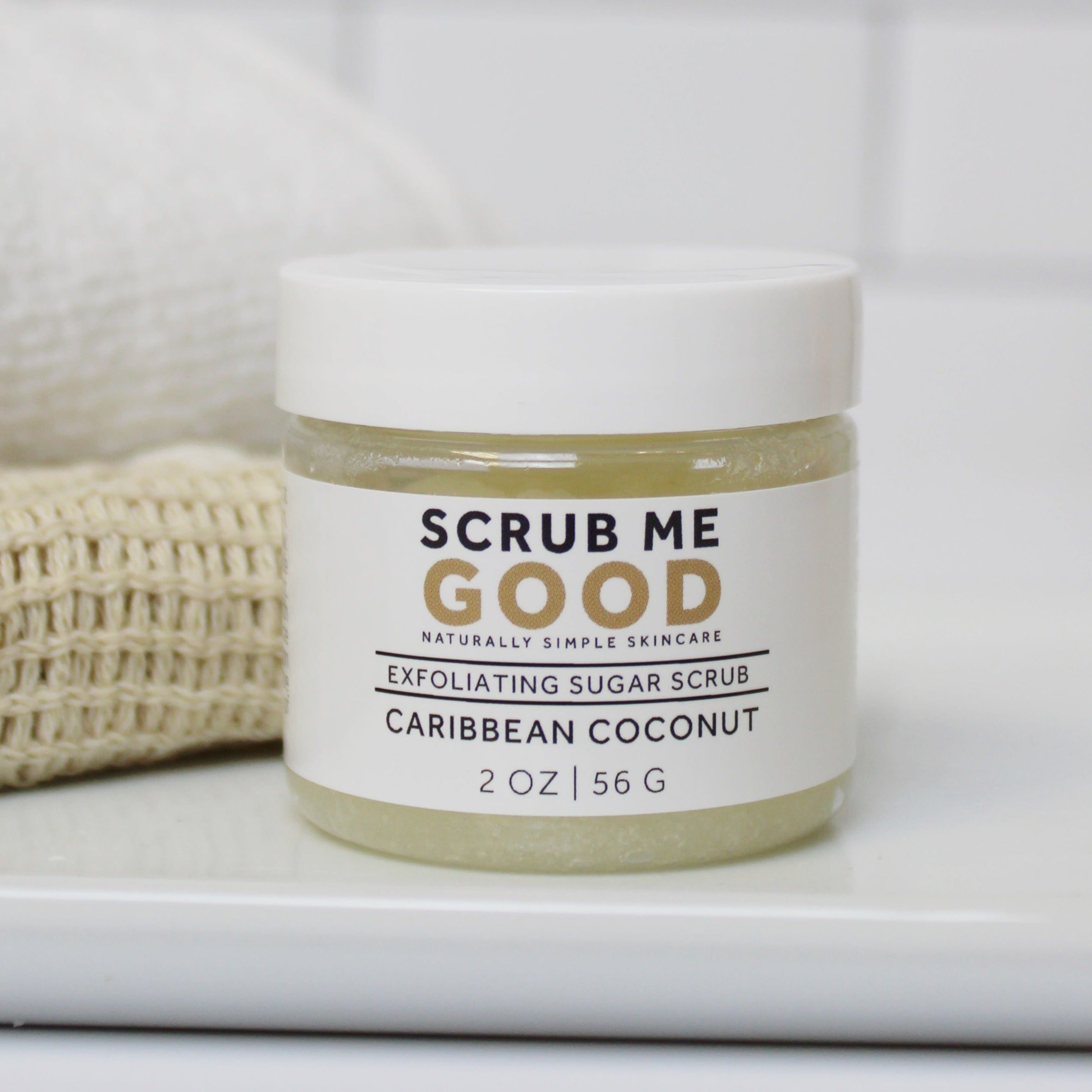 Travel Size Exfoliating Sugar Scrub by Scrub Me Good Caribbean Coconut