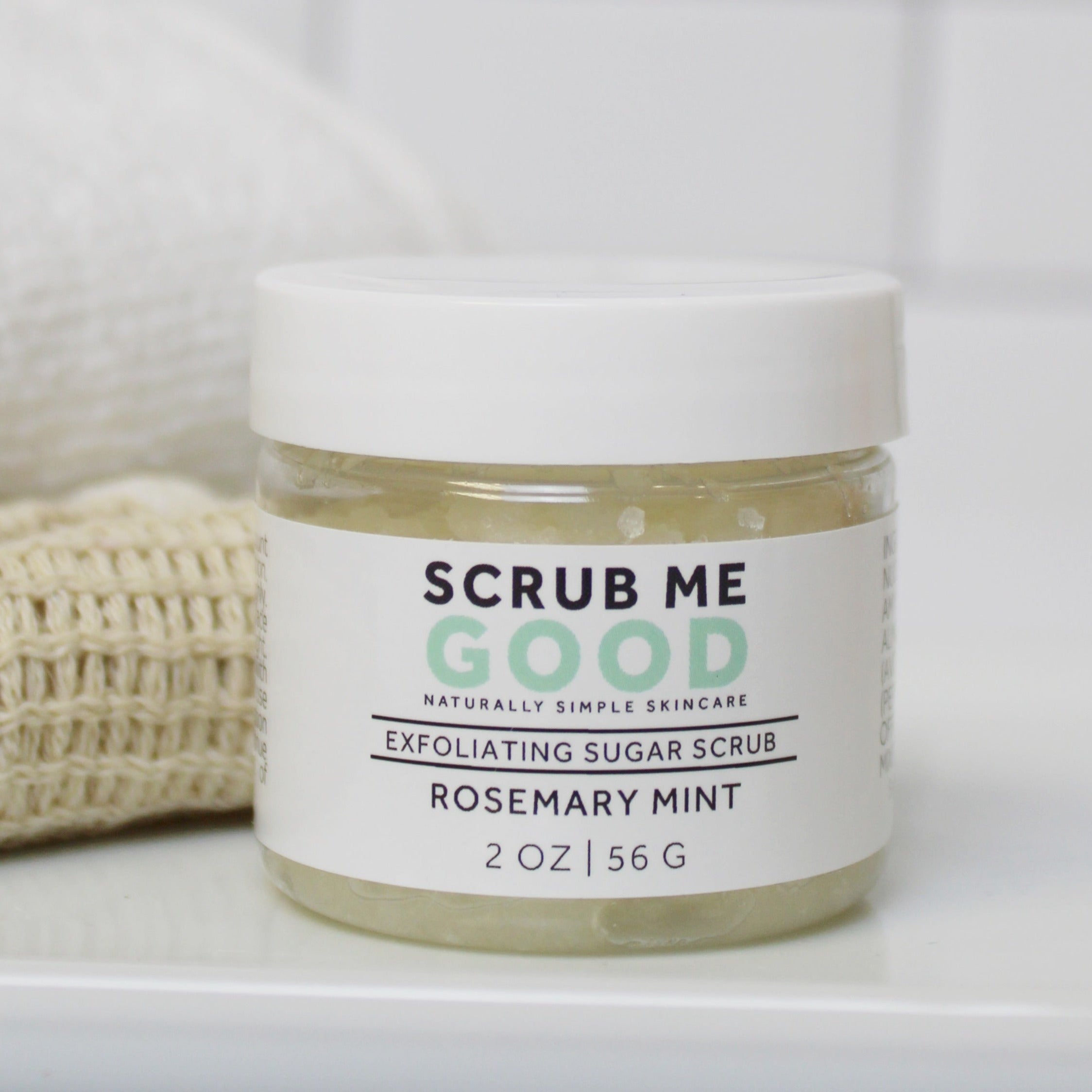 Handmade travel sugar scrub in customer-favorite fragrances Rosemary Mint