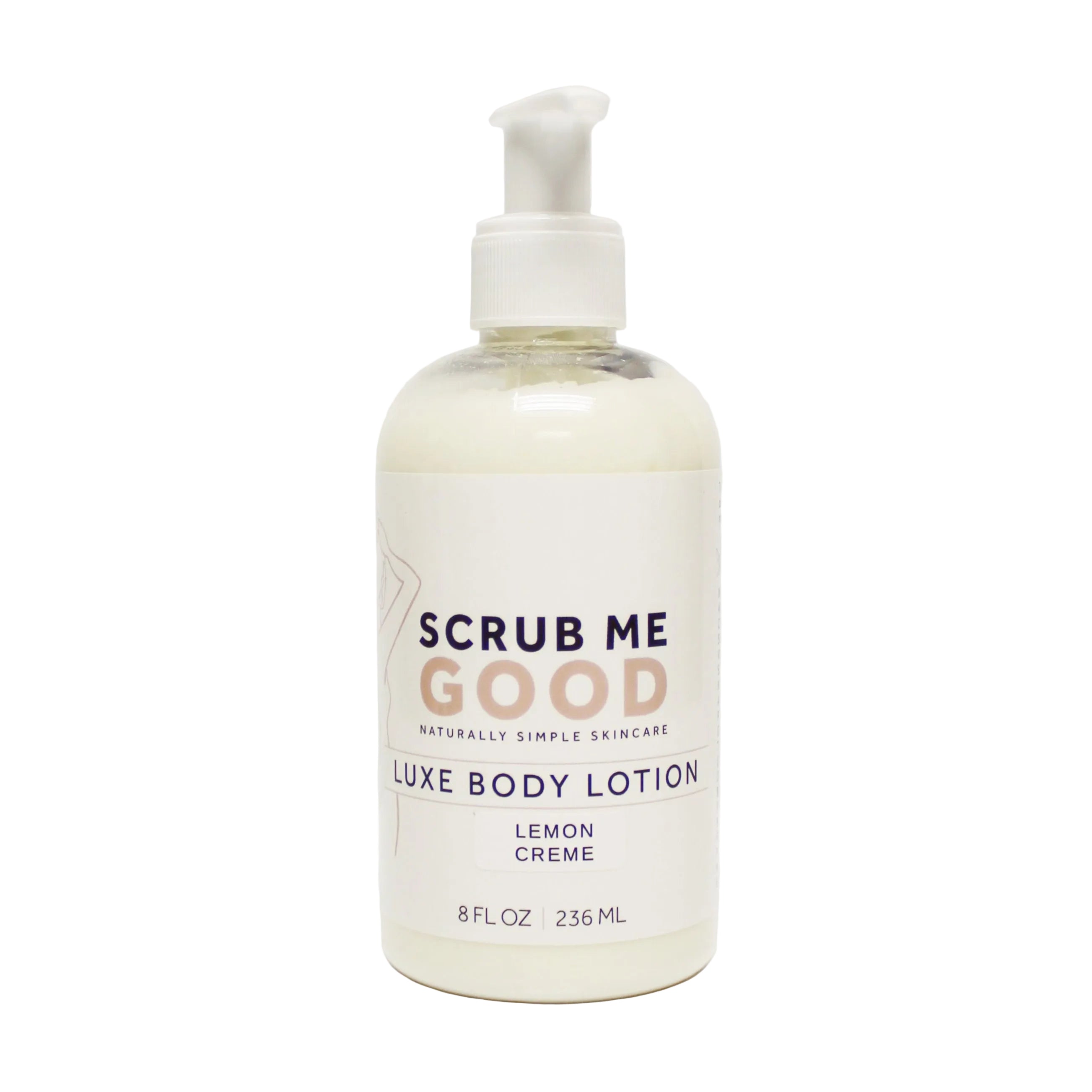 Lemon Crème Luxe Body Lotion by Scrub Me Good – 8 oz bottle with Shea Butter, Jojoba Oil, and MN Grown Cold Pressed Sunflower Oil