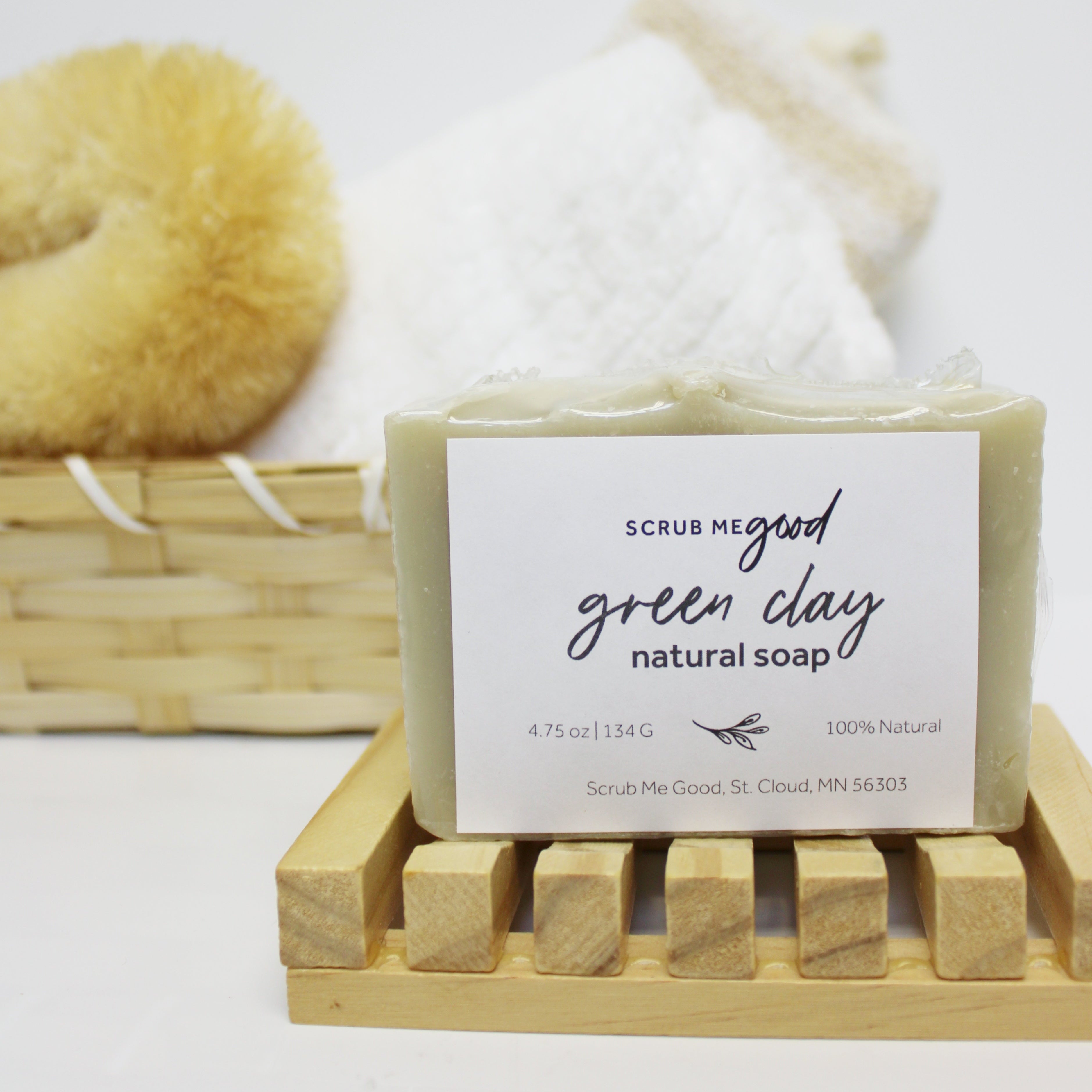 Handmade soap bar with French green clay for gentle detox