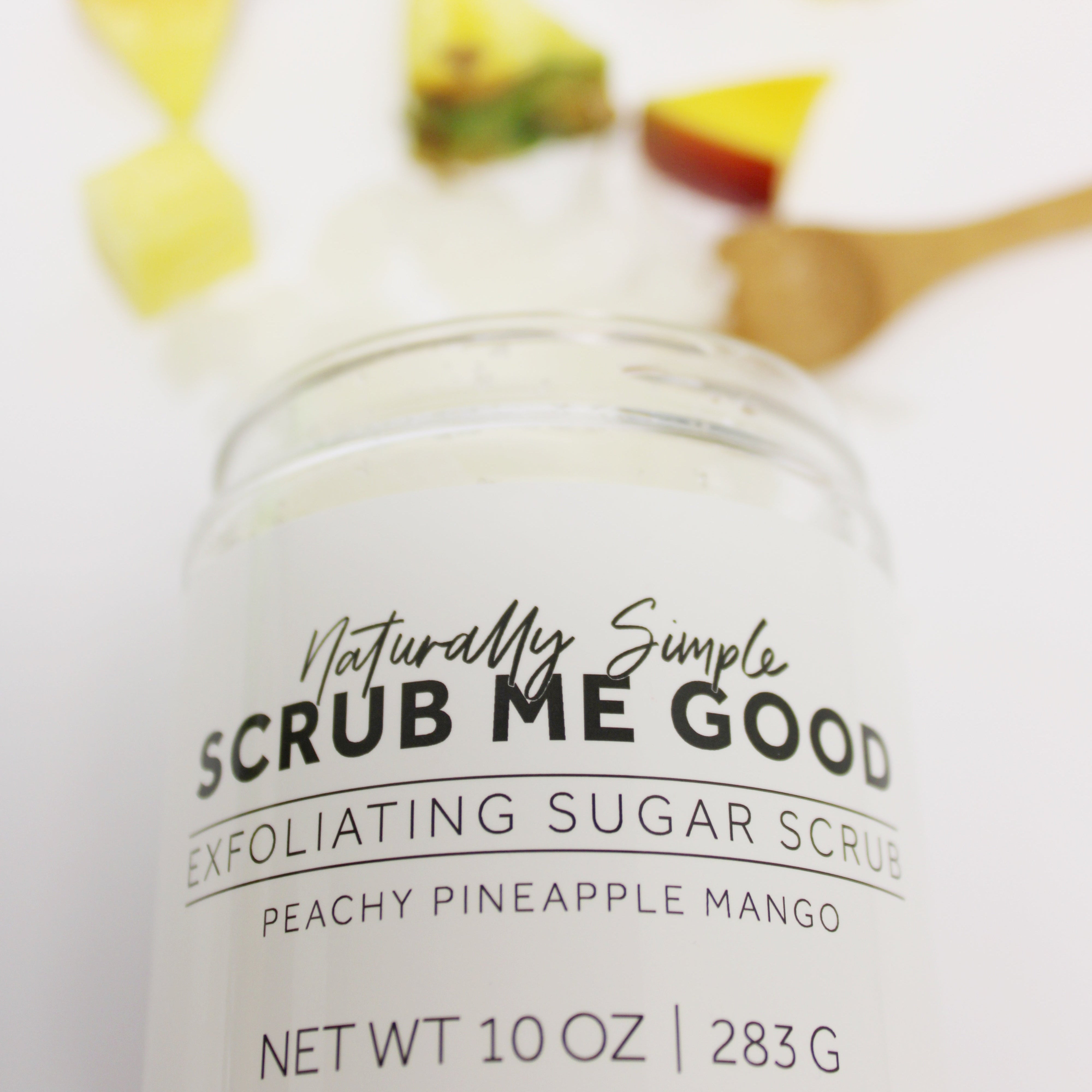 Peachy Pineapple Sugar scrub dumped out with fruit