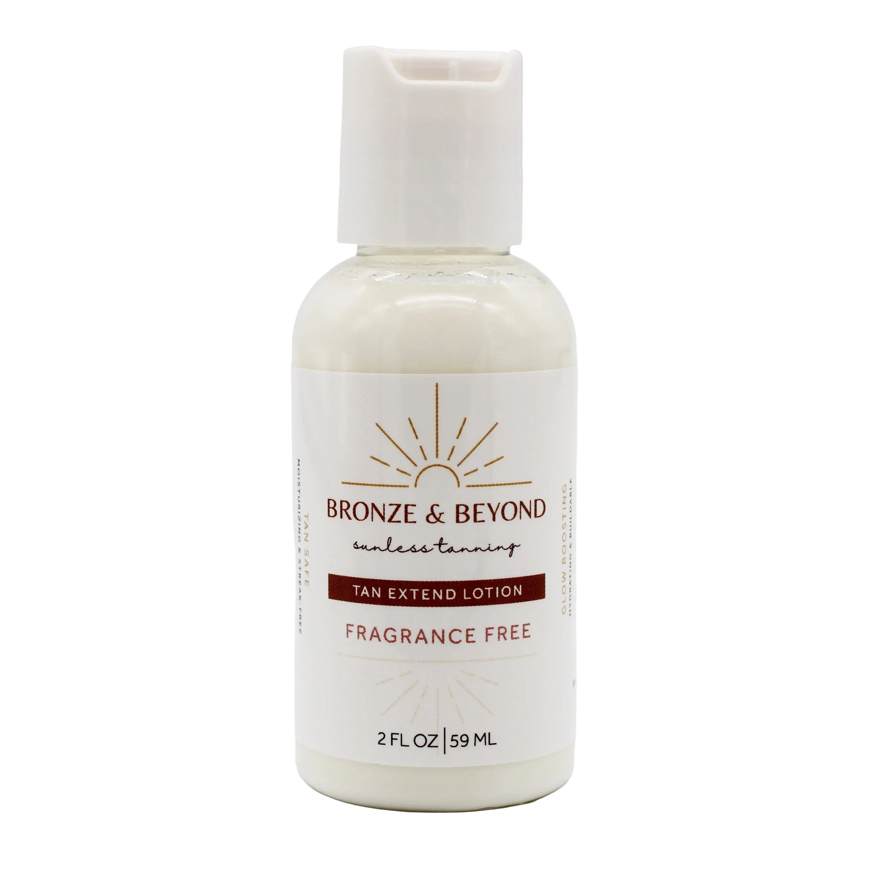 Bottle of Bronze & Beyond tan extend lotion on a white background