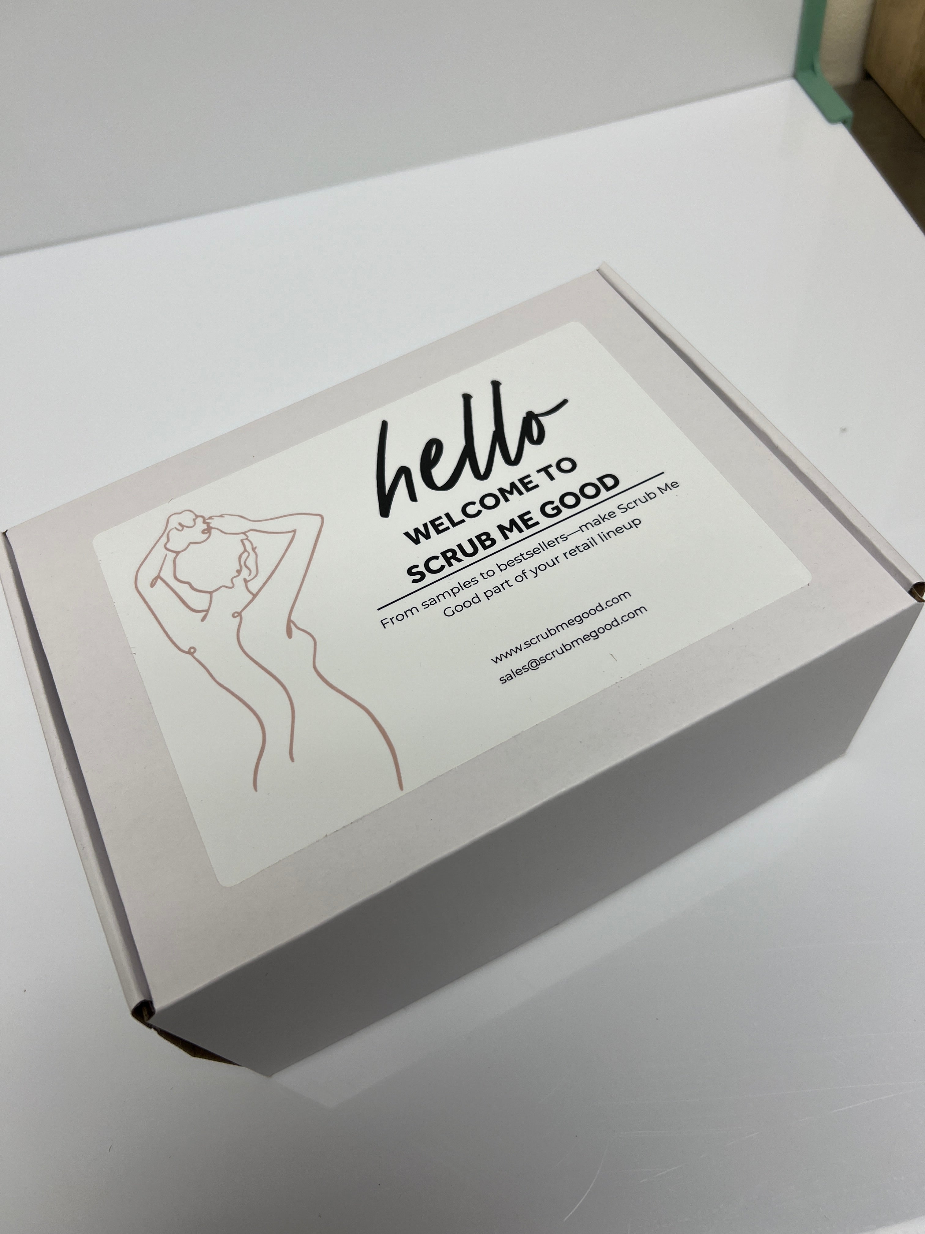 Scrub Me Good Retailer Sample Box on table