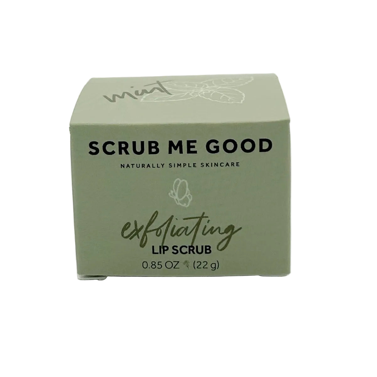 Mint exfoliating lip scrub on white backround
