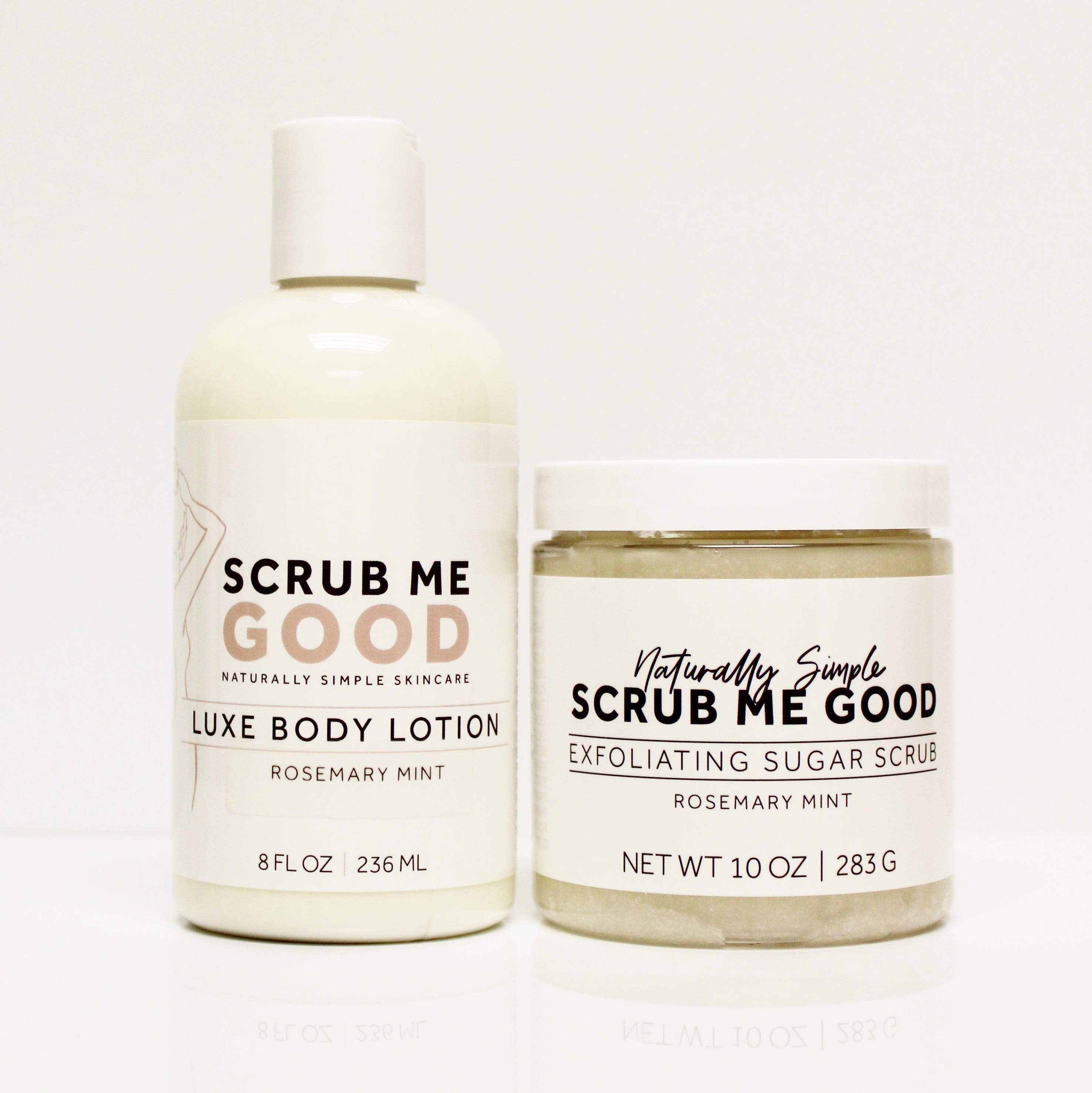 rosemary mint luxe body lotion and exfoliating sugar scrub