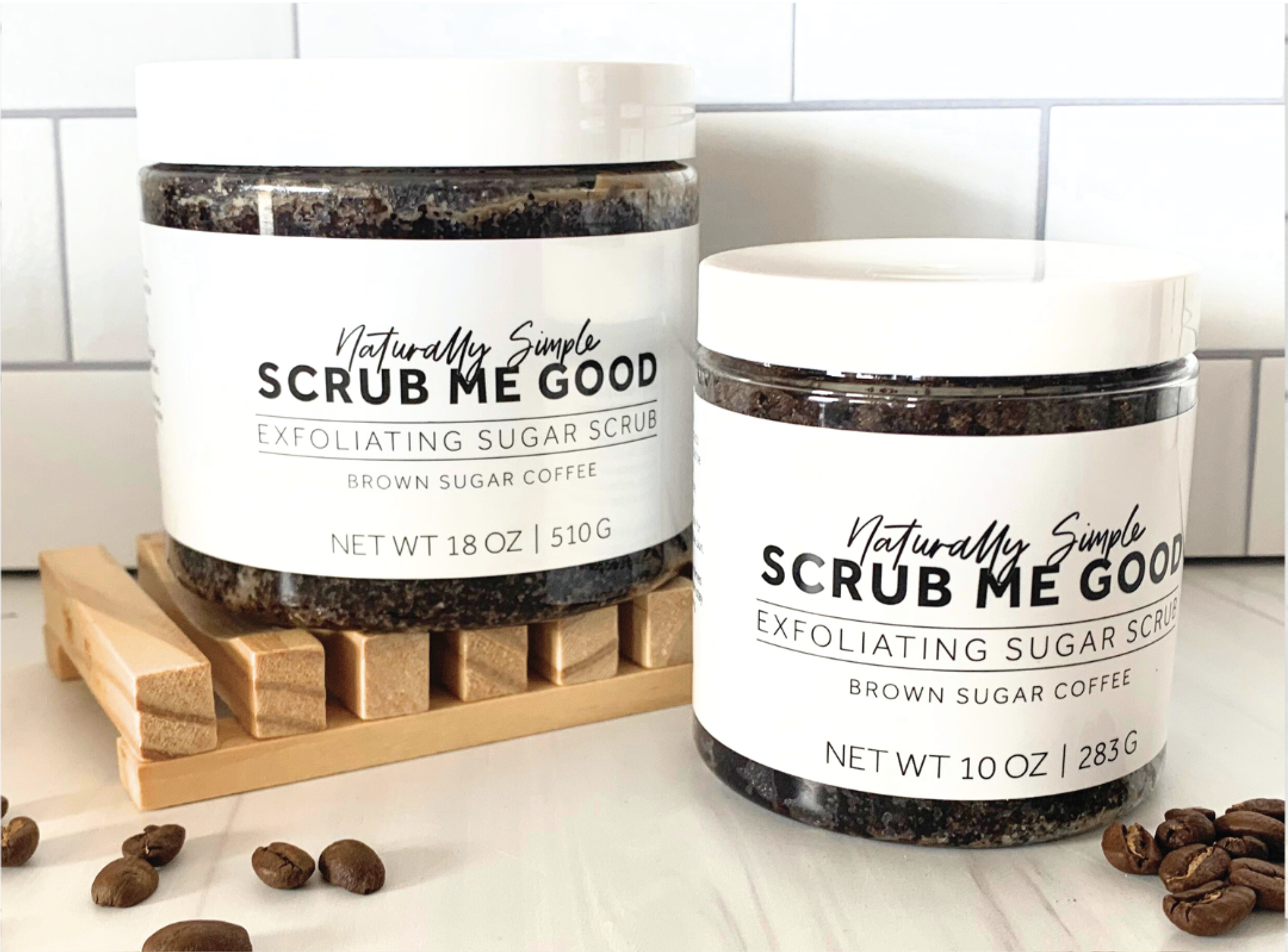 10 oz and 18 oz Body scrub with coffee grounds and brown sugar for cellulite