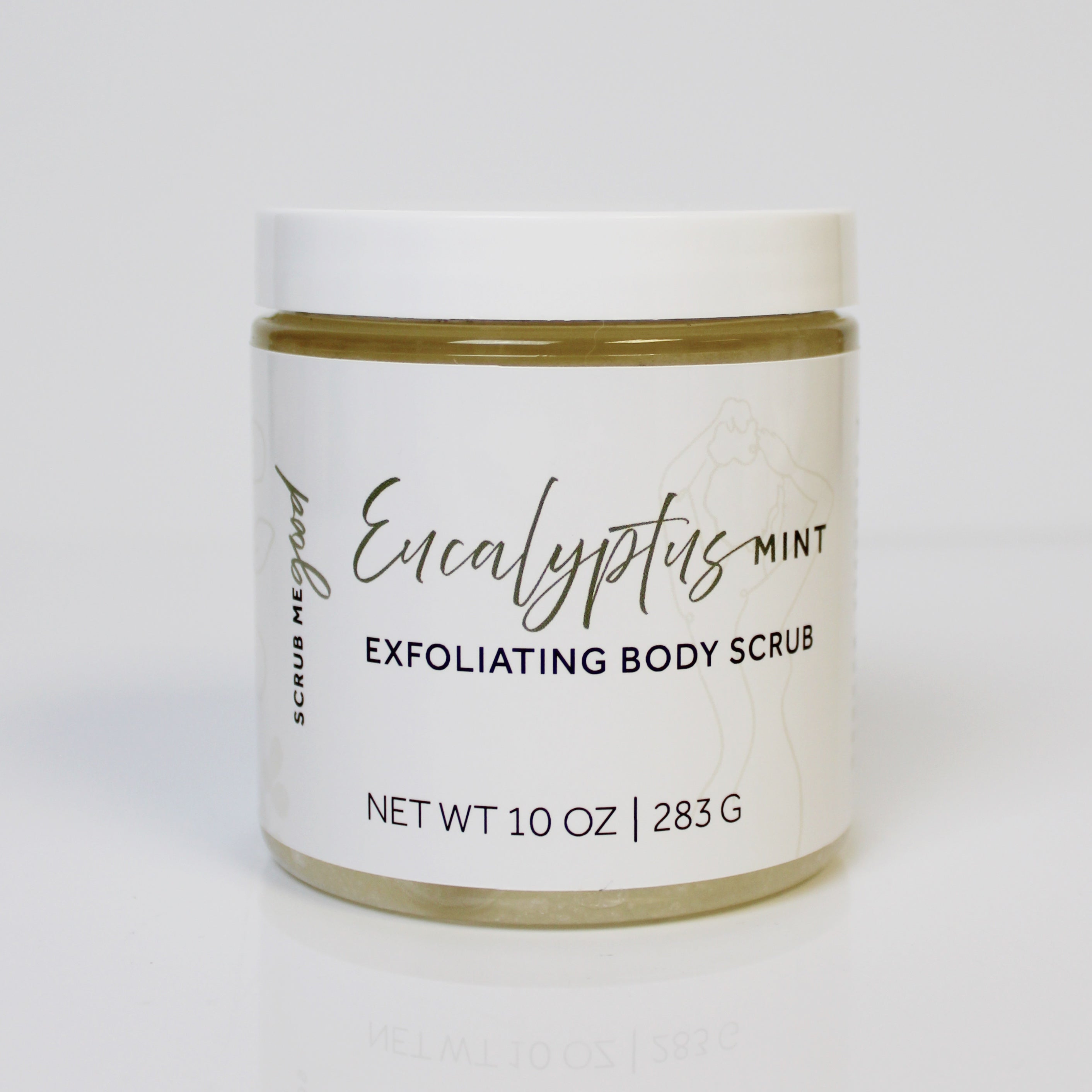 Scrub Me Goods Eucalyptus mint exfoliating body scrub on a white background