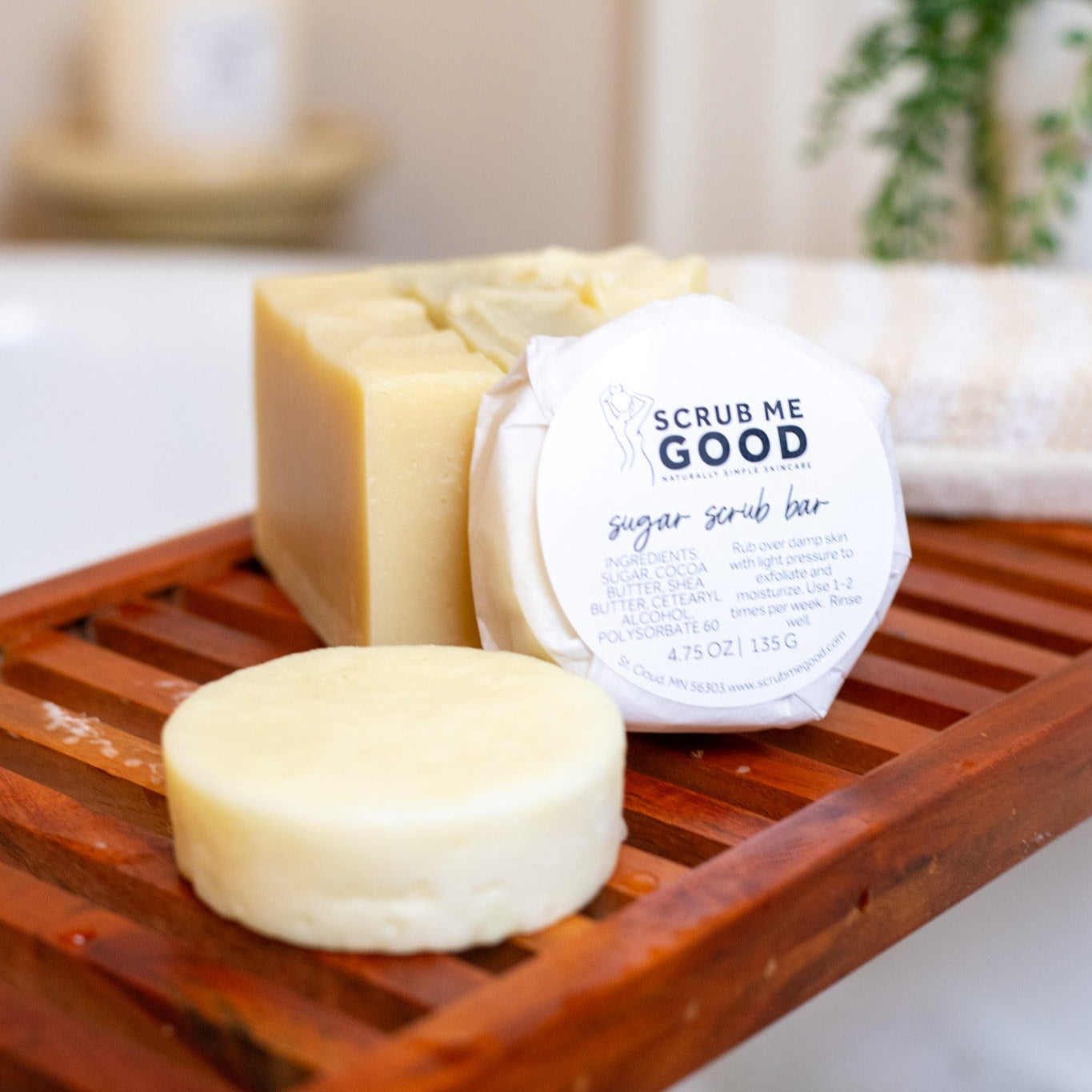 Solid exfoliating sugar scrub bar for body use only