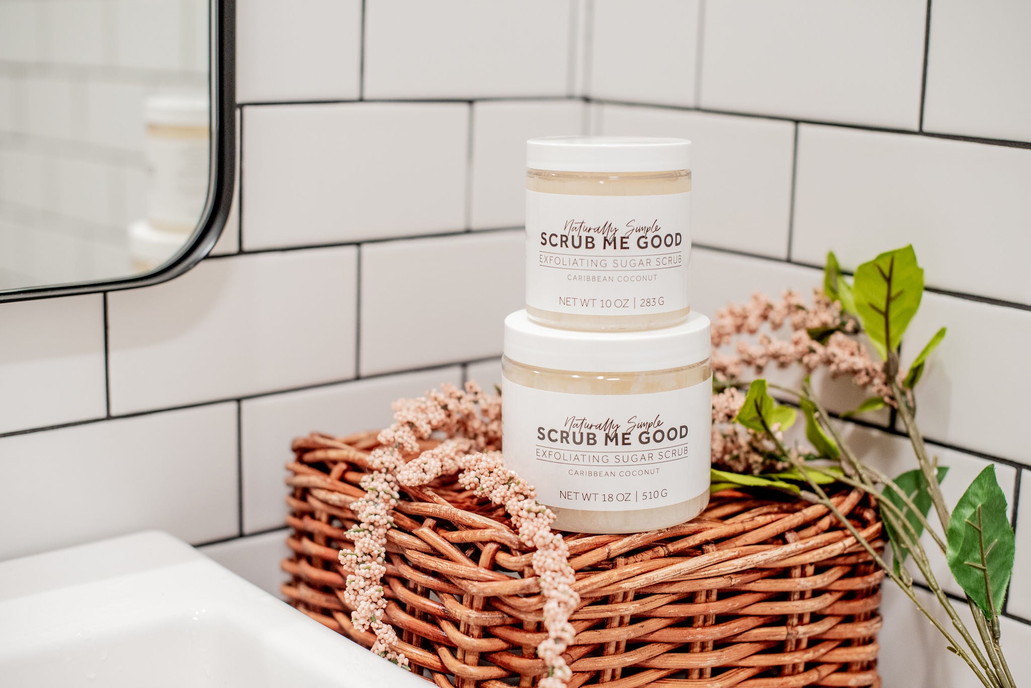 Exfoliating body scrub for rough skin with tropical scent
