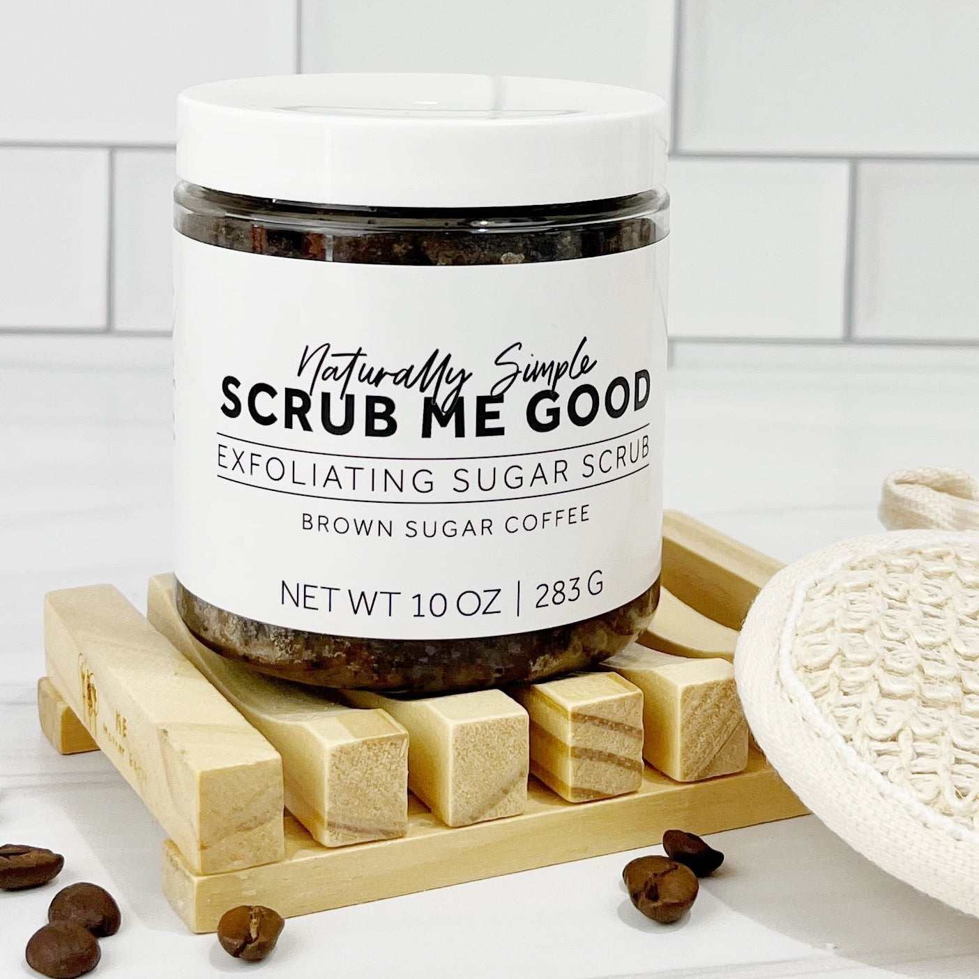 Oil-based brown sugar scrub with coffee scent