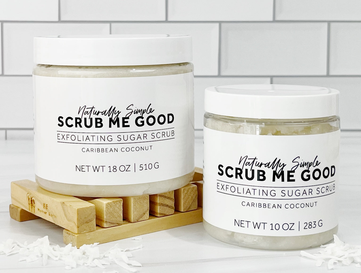 Tropical coconut body scrub for dry skin exfoliation