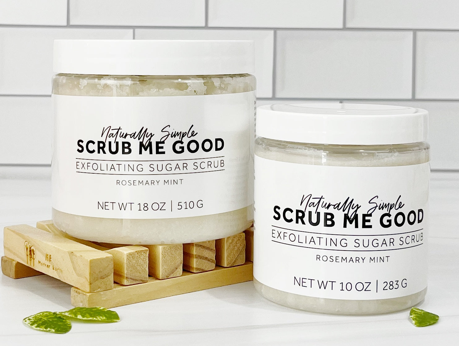 Herbal body scrub with rosemary and mint scent