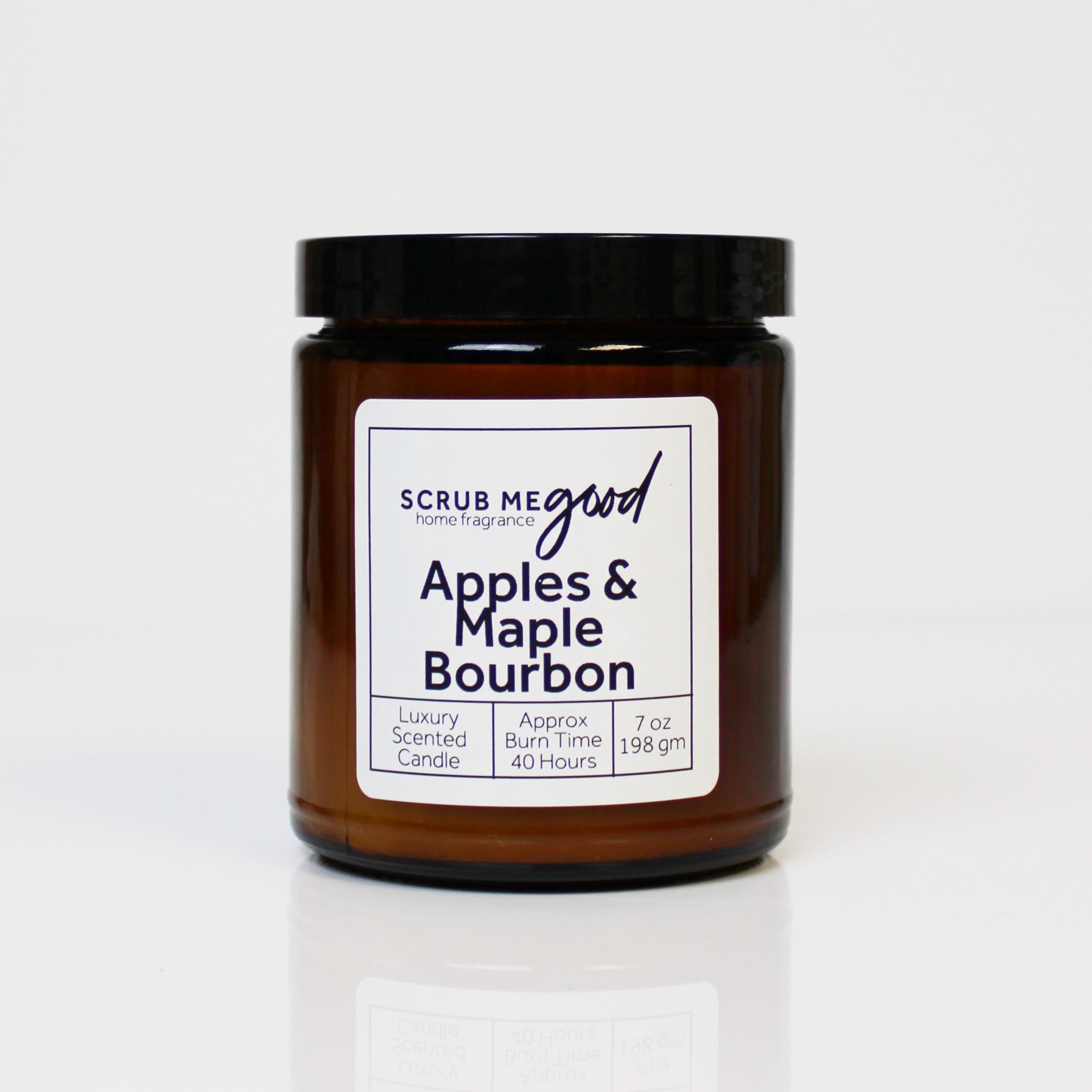 Roasted Pine Cone 7 oz wooden wick candle by Scrub Me Good in sleek glass jar with sweet woodsy aroma.