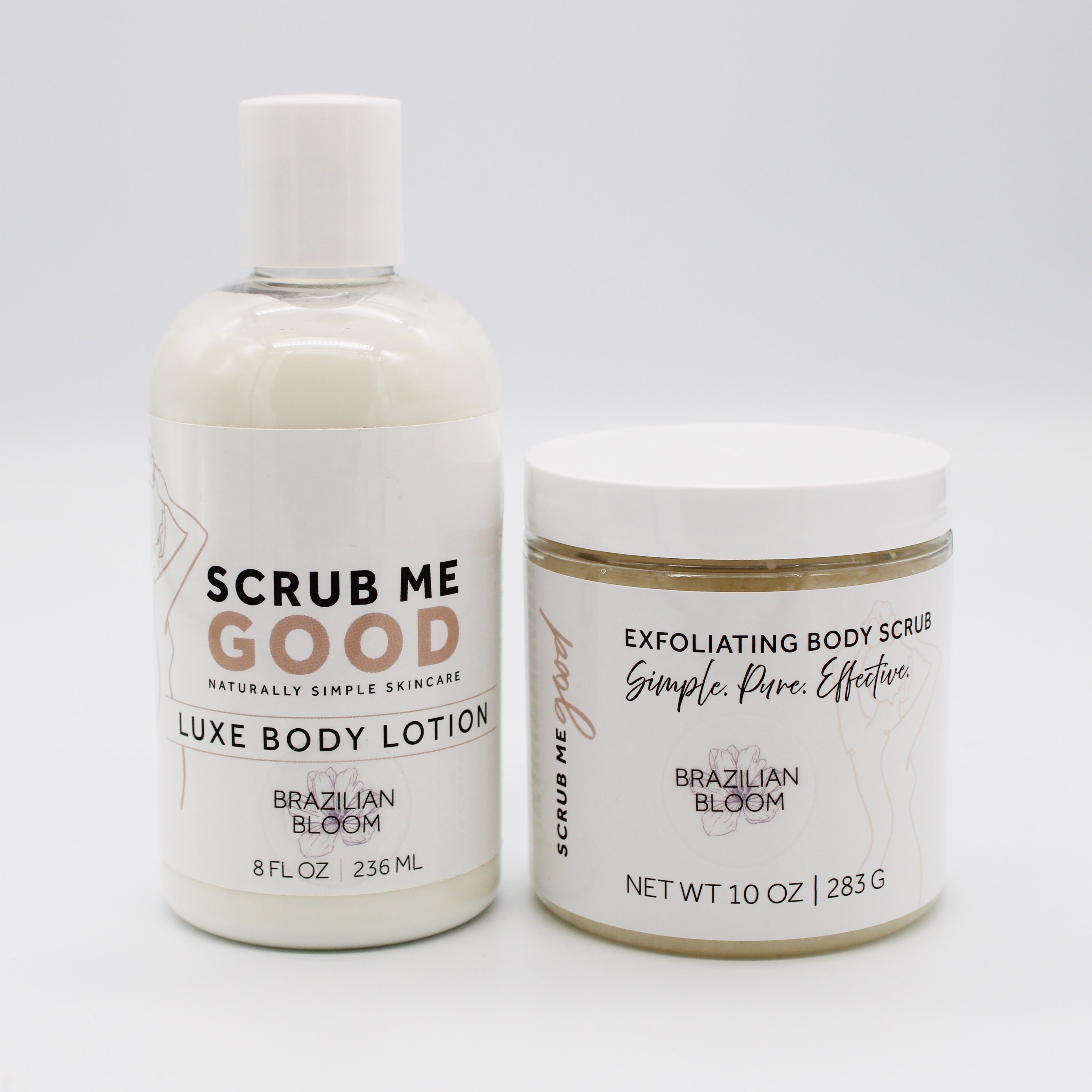 scrub me good lotion and body scrub bundle in brazilian bloom