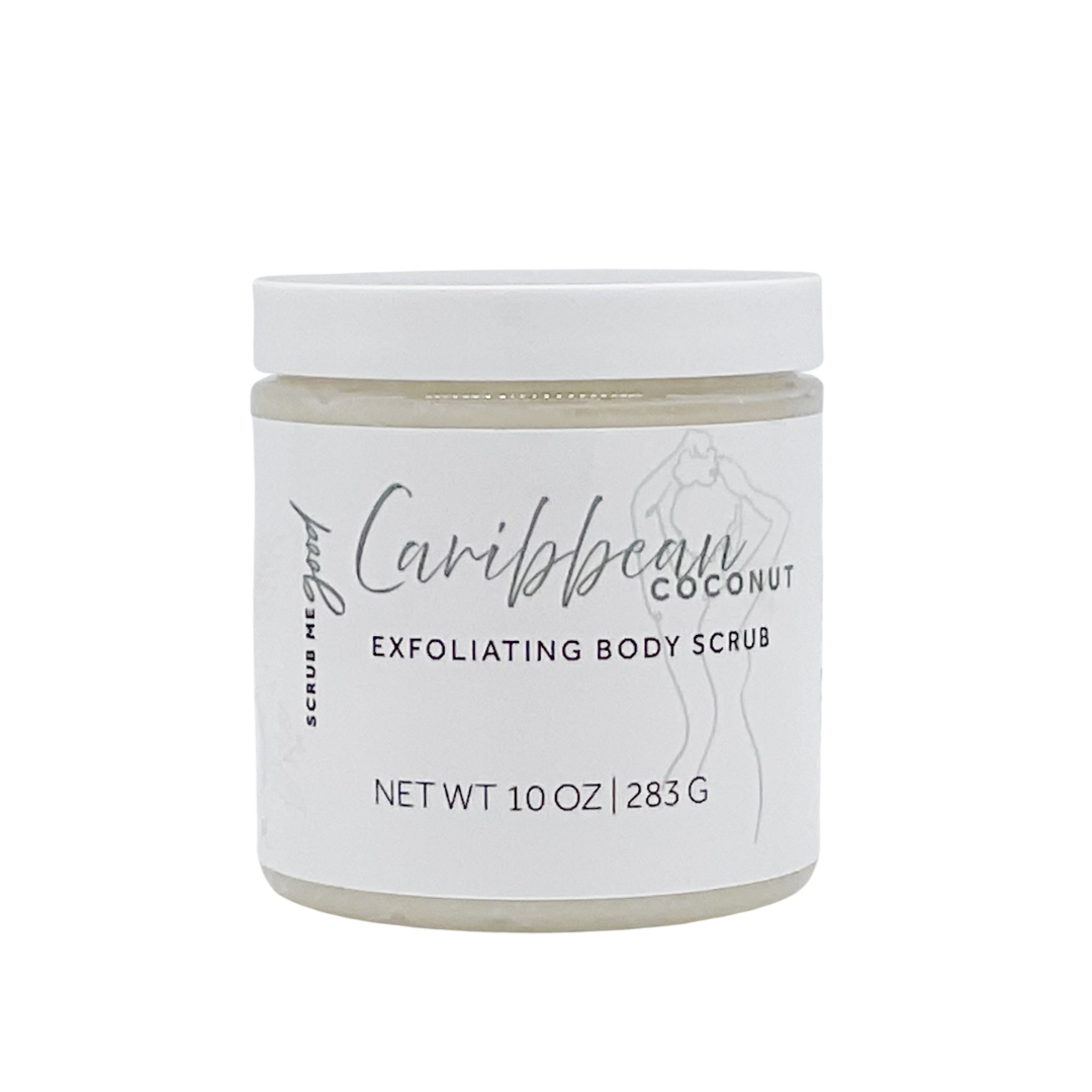 10 oz caribbean coconut body scrub on white backround