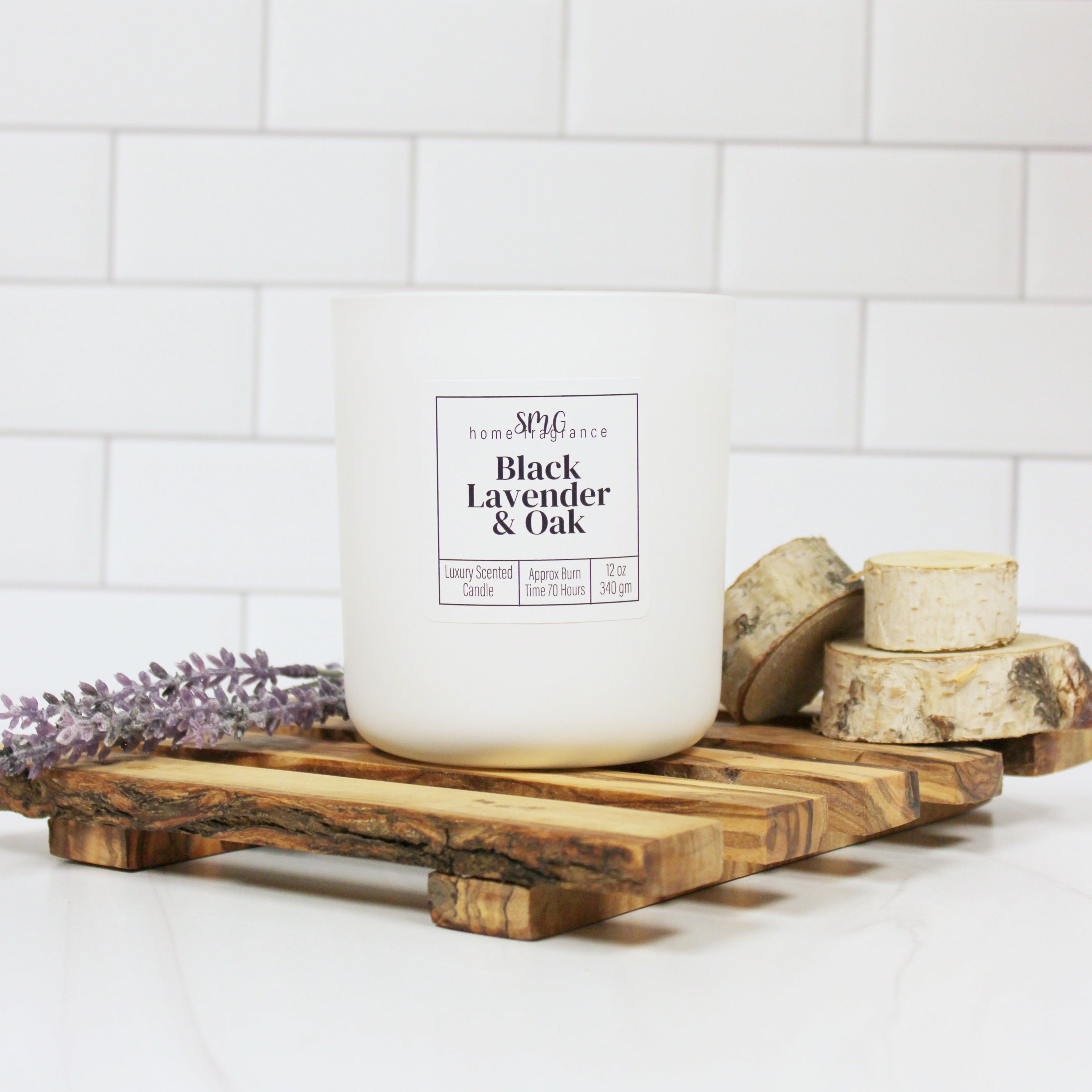 Black Lavender & Oak Scented Candle