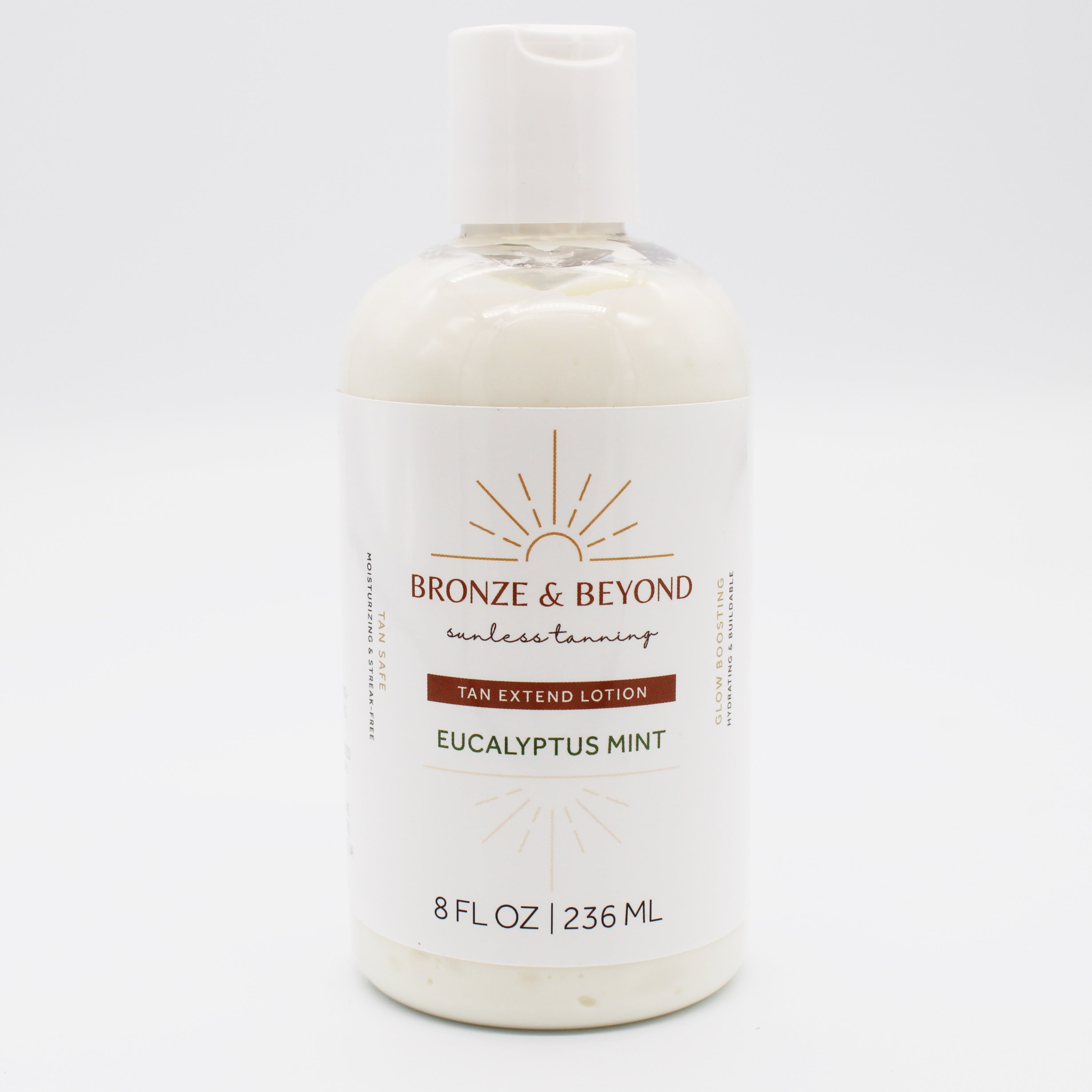 Bottle of Bronze & Beyond tan extend lotion on a white background