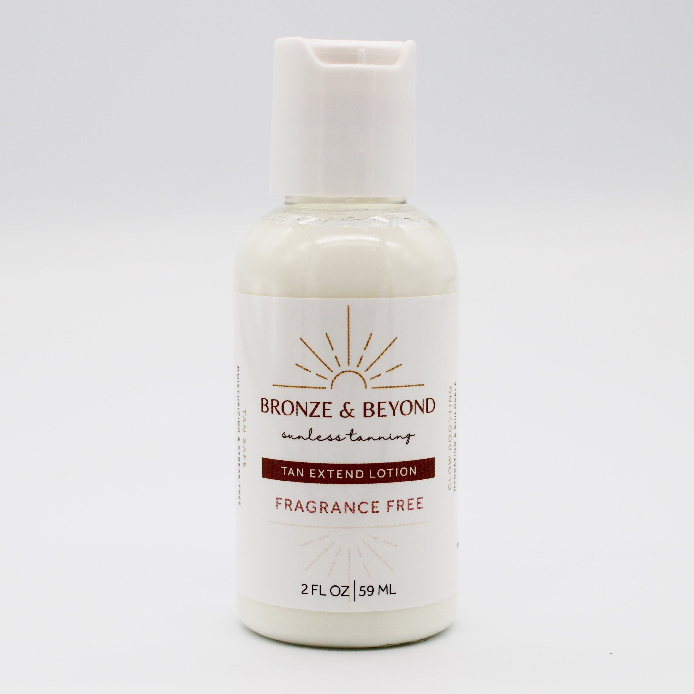 Bottle of Bronze & Beyond tan extend lotion on a white background