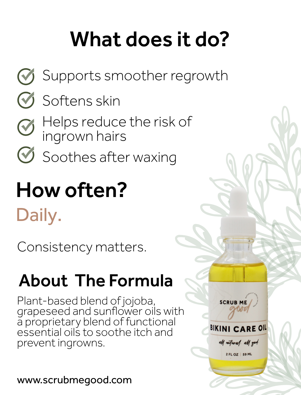 New! Bikini Care Oil Info Cards (Pack of 6)