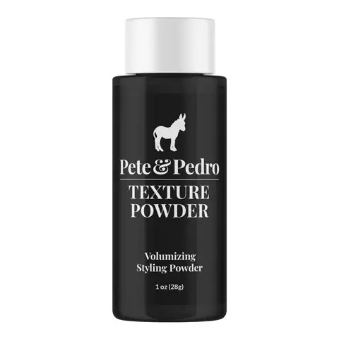 Pete & Pedro Texture Powder 1 oz volumizing styling powder bottle with matte finish and medium hold.