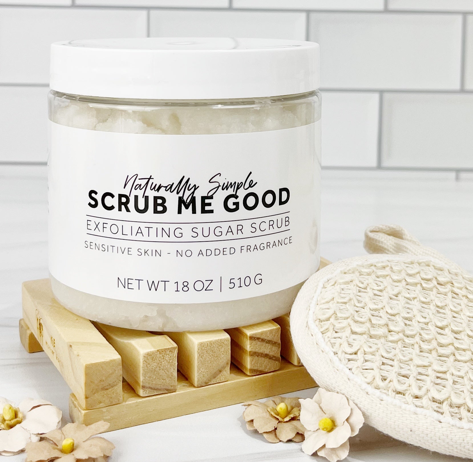Oil-based sugar scrub without fragrance or harsh ingredients